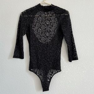 BEBE black lace thong bodysuit